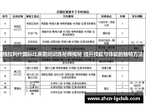 格拉利什国际比赛期间训练秘籍揭秘 提升技能与体能的独特方法